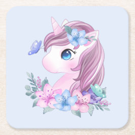 Cute & Magical Baby Unicorn met Big Eyes Kartonnen Onderzetters