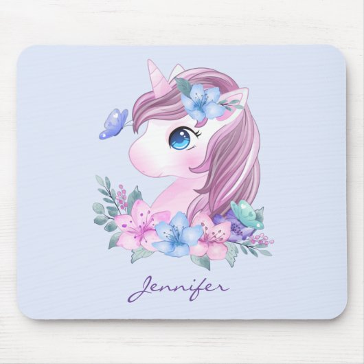 Cute & Magical Baby Unicorn met Big Eyes Muismat (Voorkant)