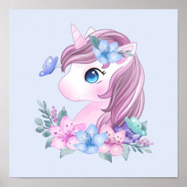 Cute & Magical Baby Unicorn met Big Eyes Poster