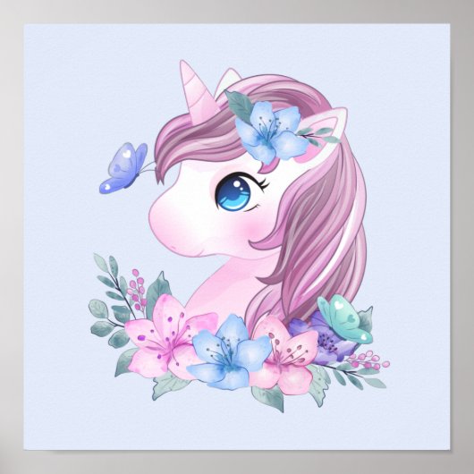 Cute & Magical Baby Unicorn met Big Eyes Poster (Voorkant)