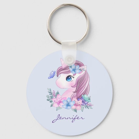 Cute & Magical Baby Unicorn met Big Eyes Sleutelhanger (Voorkant)