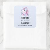 Cute & Magical Baby Unicorn Party Dank u Vierkante Sticker (Tas)