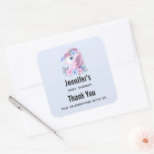 Cute & Magical Baby Unicorn Party Dank u Vierkante Sticker (Envelop)