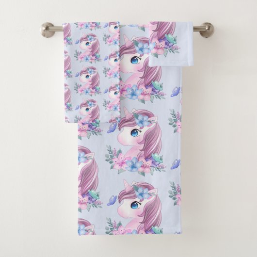 Cute & Magical Baby Unicorn Pattern Bad Handdoek (Insitu)