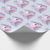 Cute & Magical Baby Unicorn Pattern Cadeaupapier (Hoek)