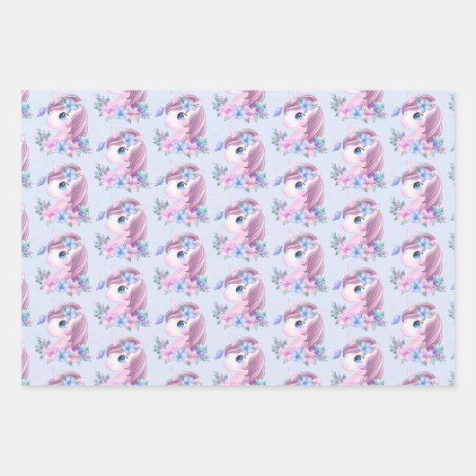 Cute & Magical Baby Unicorn Pattern Inpakpapier Vel (Voorkant 2)