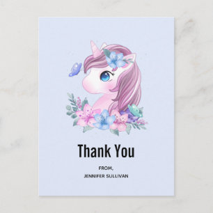 Cute & Magical Baby Unicorn Waterverf Hartelijk da Briefkaart