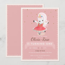 Cute Magical Ballerina Unicorn Pink Girl Birthday