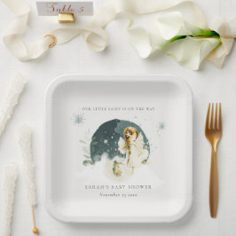 Cute Magical Enchanical Fairy On Way Baby shower Papieren Bordje