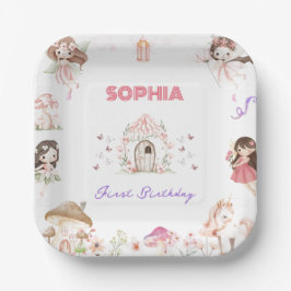 Cute Magical Fairy 1st Birthday Paper Plates Papieren Bordje