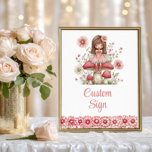 Cute Magical Fairy Blush Roze 3de Verjaardag Custo Poster