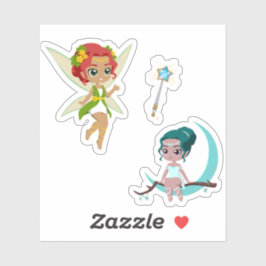 Cute Magical Fairy Girl Fantasy Vinyl Sticker Set