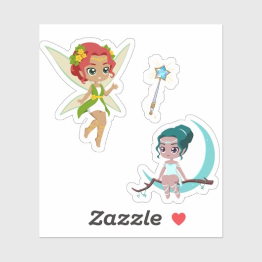 Cute Magical Fairy Girl Fantasy Vinyl Sticker Set (Vel)