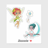 Cute Magical Fairy Girl Fantasy Vinyl Sticker Set (Vel)