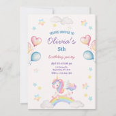 Cute Magical Fairytale Unicorn Rainbow Clouds Kaart (Voorkant)