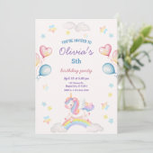 Cute Magical Fairytale Unicorn Rainbow Clouds Kaart (Staand voorkant)
