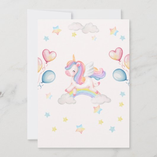 Cute Magical Fairytale Unicorn Rainbow Clouds Kaart (Achterkant)