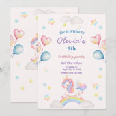 Cute Magical Fairytale Unicorn Rainbow Clouds Kaart (Voorkant / Achterkant)