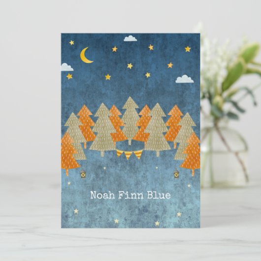 Cute Magical Forest Trees And Stars Card Kaart (Staand voorkant)
