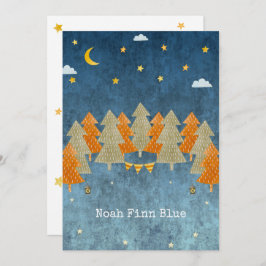 Cute Magical Forest Trees And Stars Card Kaart