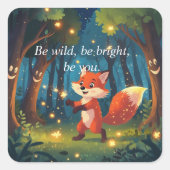 Cute Magical Fox  Vierkante Sticker (Voorkant)