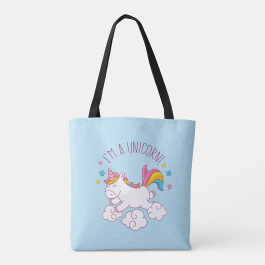 Cute Magical I AM A UNICORN BLUE Tote Bag (Achterkant)