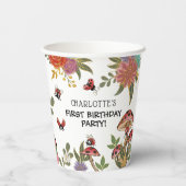 Cute Magical Ladybug Girls Birthday Party Papieren Bekers (Achterkant)