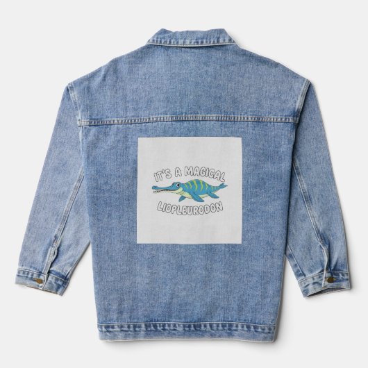 Cute Magical Liopleurodon Fantasy Prehistoric Ocea Denim Jacket (Achterkant)