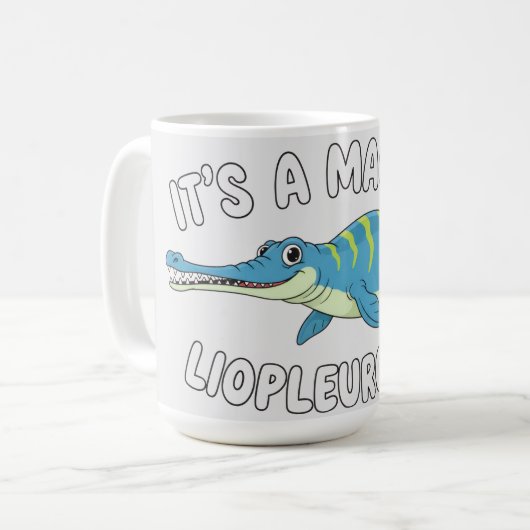 Cute Magical Liopleurodon Fantasy Prehistoric Ocea Koffiemok (Voorkant links)