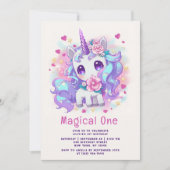 Cute Magical One Modern Unicorn First Birthday Kaart (Voorkant)