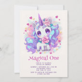 Cute Magical One Modern Unicorn First Birthday Kaart (Voorkant)