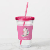 Cute Magical Pink Unicorn Acryl Drinkbeker (Achterkant)