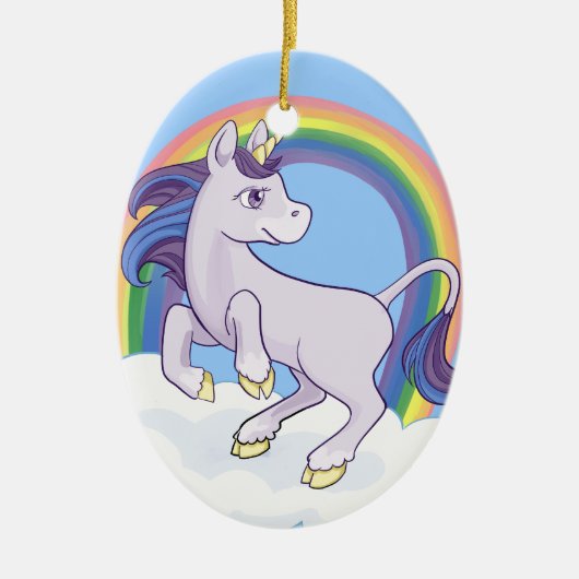 Cute Magical Rainbow Unicorn Keramisch Ornament (Voorkant)