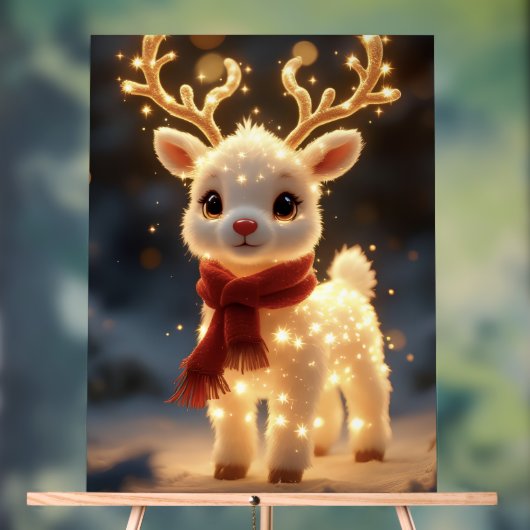 Cute Magical Reindeer with Sparkling Lights Acryl Bord (Neutraal)