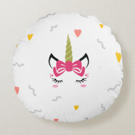 Cute Magical Slaping Unicorn Rond Kussen