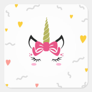 Cute Magical Slaping Unicorn Vierkante Sticker