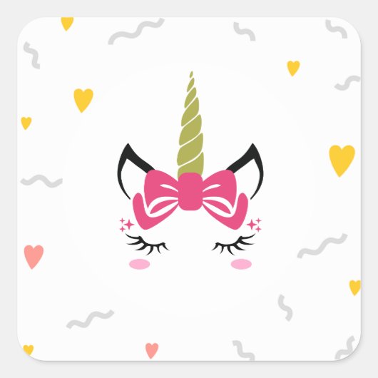 Cute Magical Slaping Unicorn Vierkante Sticker (Voorkant)