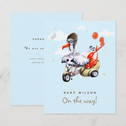 Cute Magical Stork op Scooter Funny Gender Neutral (Voorkant / Achterkant)