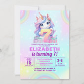 Cute Magical Unicorn 7th Birthday – Rainbow  Kaart (Voorkant)