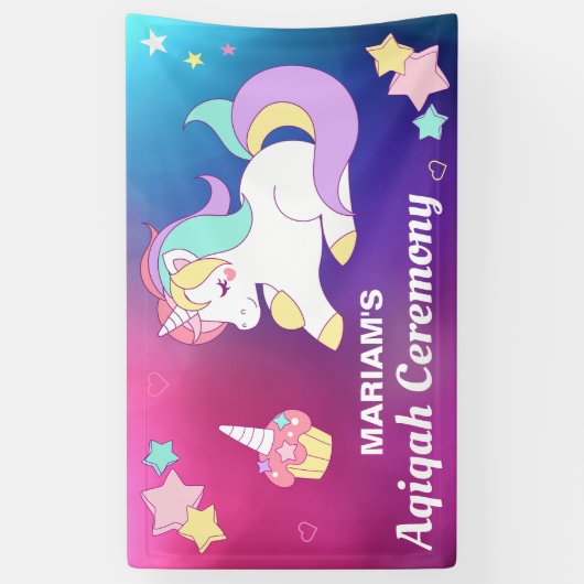 Cute Magical Unicorn Aqiqah Spandoek (Verticaal)