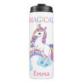 Cute Magical Unicorn en Rainbow White Thermosbeker (Voorkant)