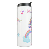 Cute Magical Unicorn en Rainbow White Thermosbeker (Gedraaid links)
