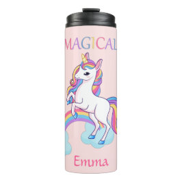 Cute Magical Unicorn en Regenboogroze Thermosbeker