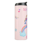 Cute Magical Unicorn en Regenboogroze Thermosbeker (Gedraaid links)