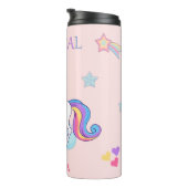Cute Magical Unicorn en Regenboogroze Thermosbeker (Geroteerd rechts)