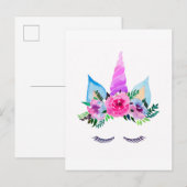 Cute Magical Unicorn Face Briefkaart (Voorkant / Achterkant)