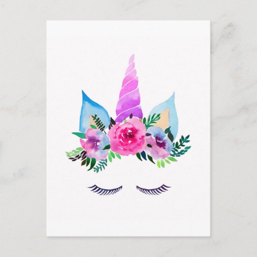 Cute Magical Unicorn Face Briefkaart (Voorkant)