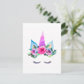 Cute Magical Unicorn Face Briefkaart (Staand voorkant)