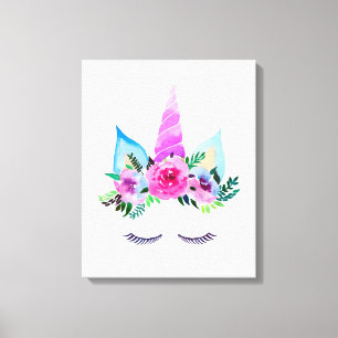 Cute Magical Unicorn Face Canvas Afdruk