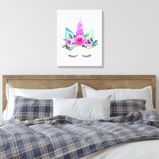 Cute Magical Unicorn Face Canvas Afdruk (Insitu (Slaapkamer))